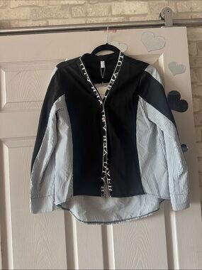 NWT Black and White Panelled Button-Up Shirt